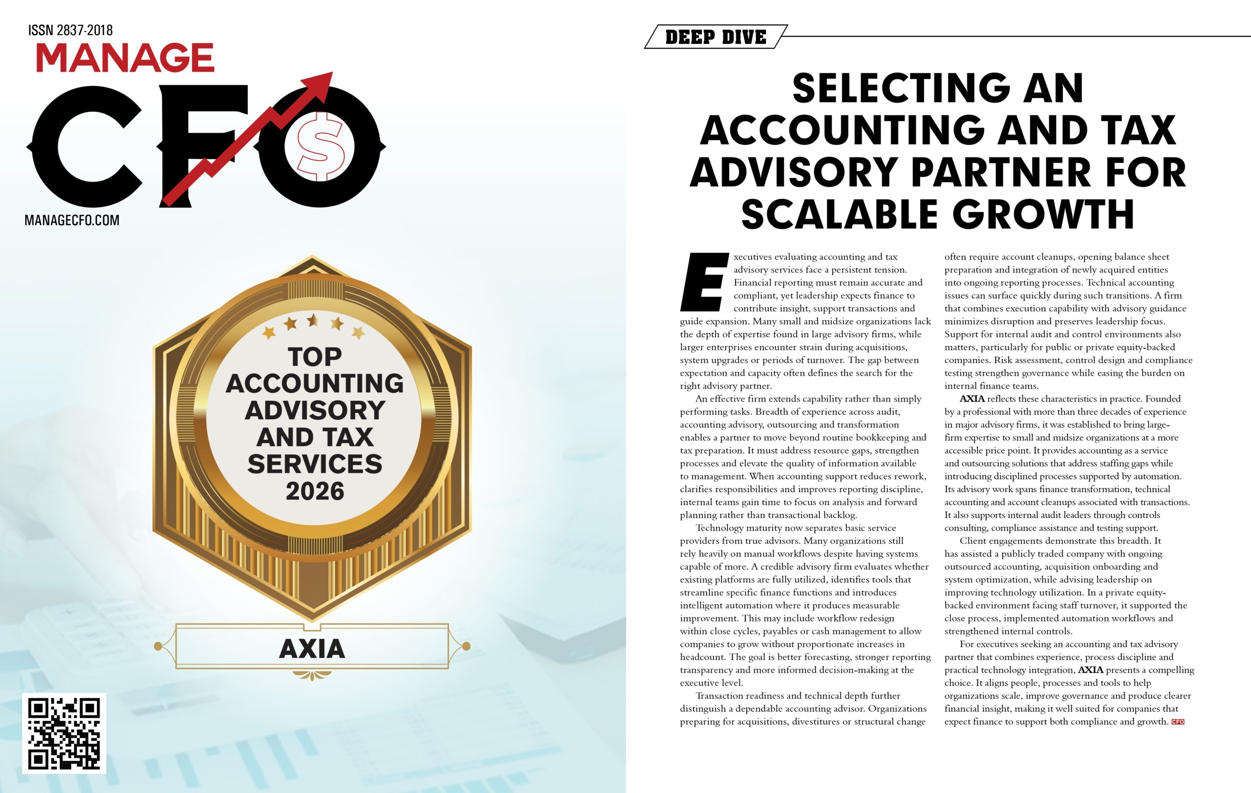 Axia Accounting & Advisory Named the Top Accounting and Tax Advisory Service for 2026